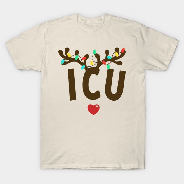 ICU Nurse Christmas T-Shirt by JunThara